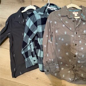 Boys Cat & Jack and H & M button down shirts. Cotton & Flannel Size 6/7 Small